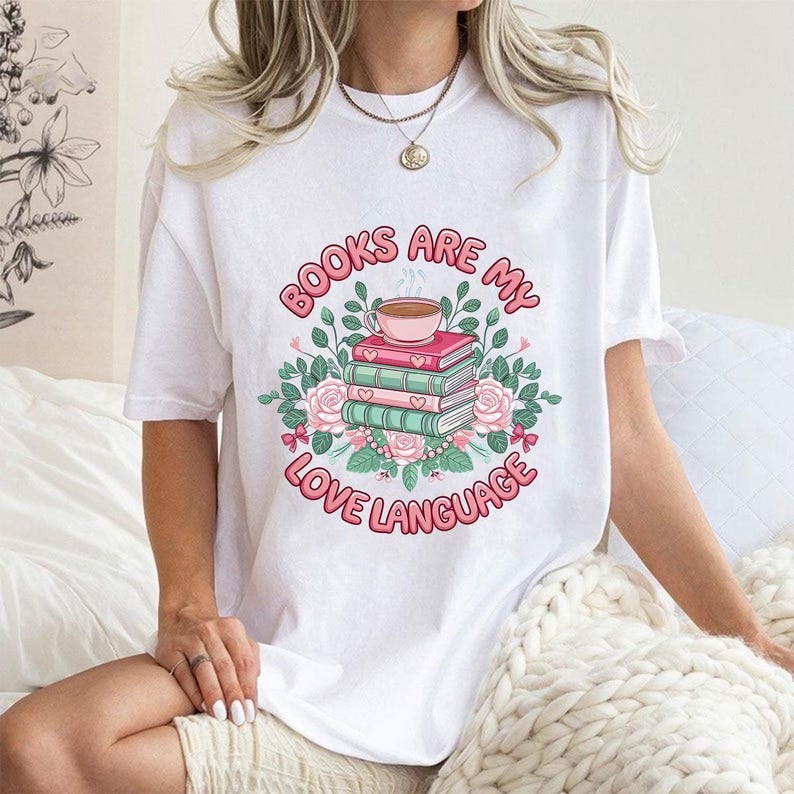 Books Are My Love Language Shirt, Book Lover Valentine Shirt, Retro Bookworm, Happy Valentine’s Day Shirt