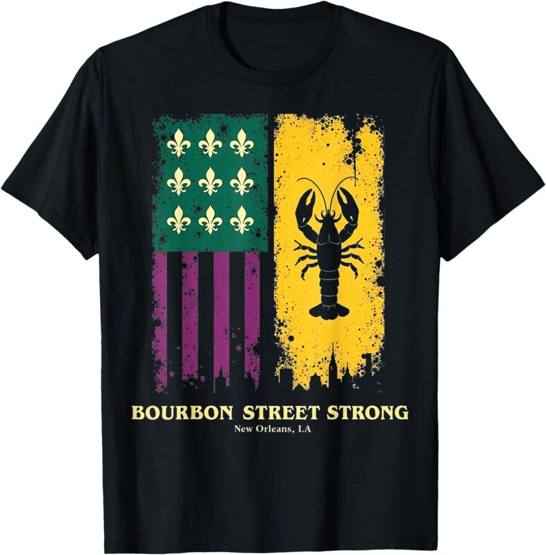 Bourbon Street Strong New Orleans Pride Crawfish Mardi Gras T-Shirt