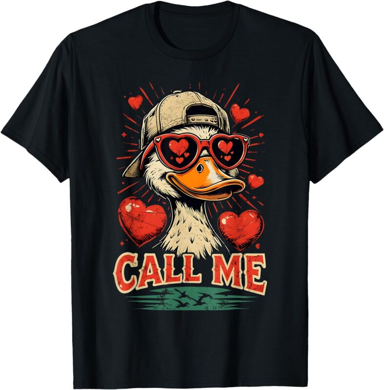 Boys Call Me Duck Hunting Valentine’s Day Mallard Duck Kids T-Shirt