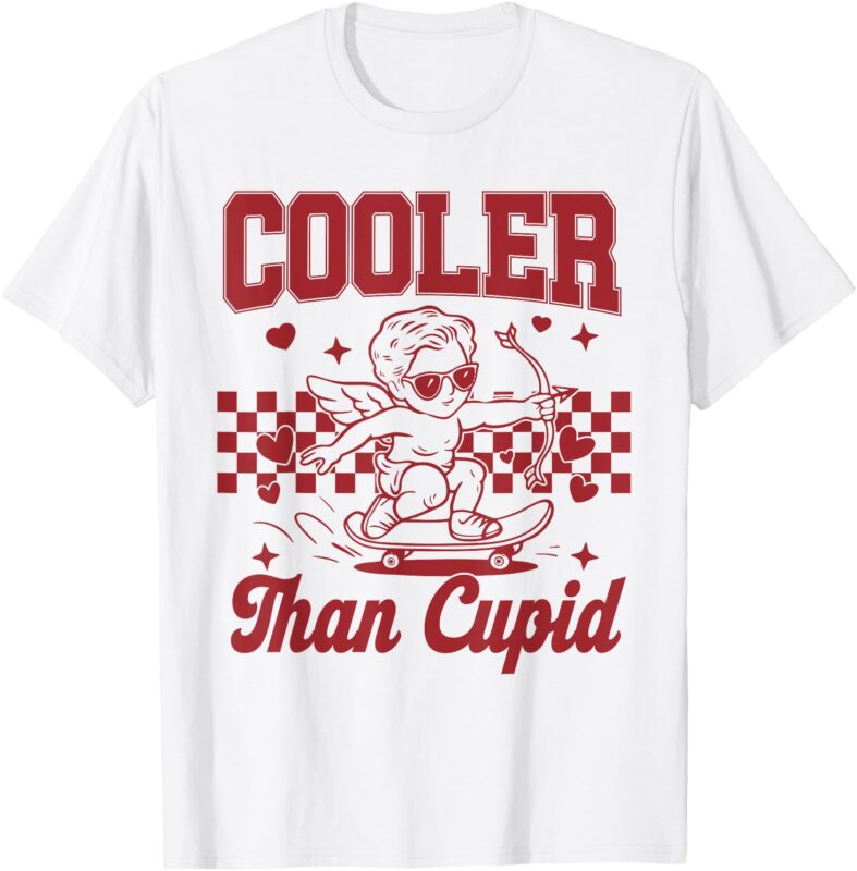 Boys Valentine’s Day Cooler Than Cupid Skateboarding Kids T-Shirt