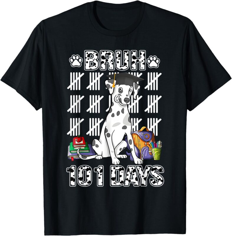 Bruh 100 Days Of School Dalmatian Dog Dabbing 100th Day Boys T-Shirt
