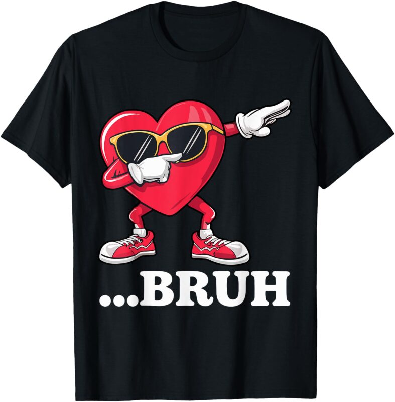 Bruh Dabbing Heart Funny kids Boys Mens Valentine Day T-Shirt
