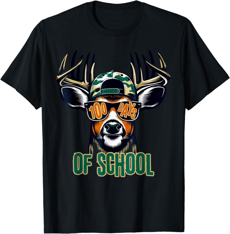 Bucked’ 100 Days Of School Deer Student Boy Girls 100th Day T-Shirt