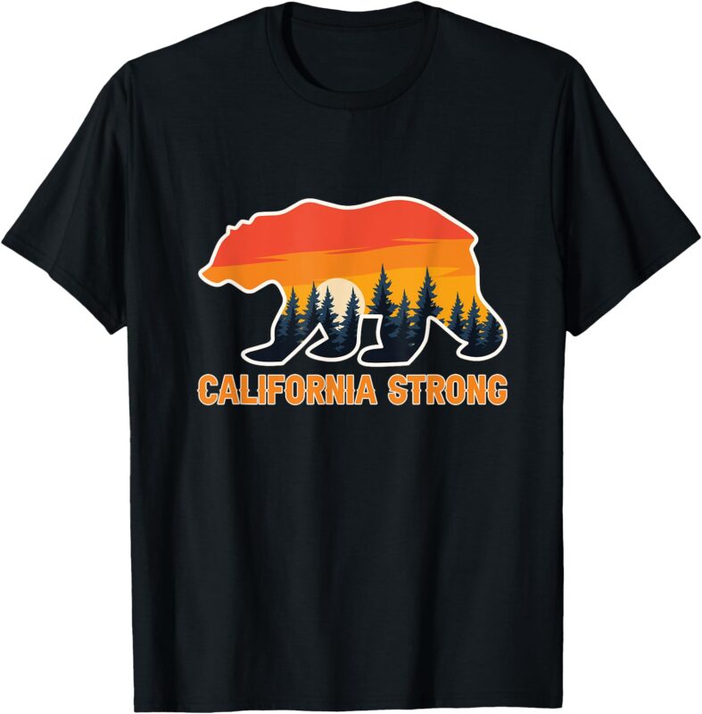 California Strong Grizzly Bear Sunset Vintage T-Shirt