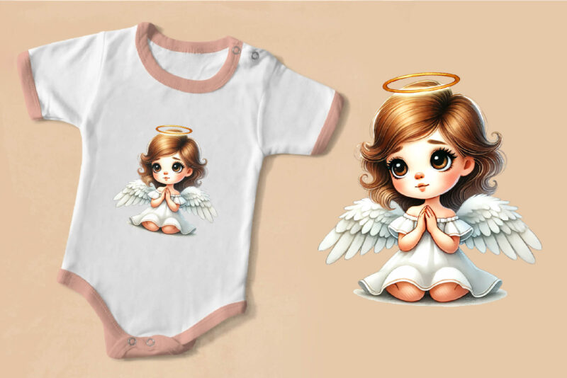 Cartoon cute angel. Clipart, PNG.