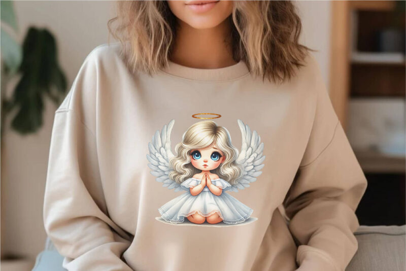 Cartoon cute angel. Clipart, PNG.