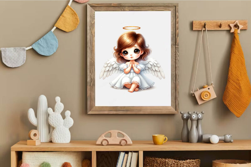 Cartoon cute angel. Clipart, PNG.