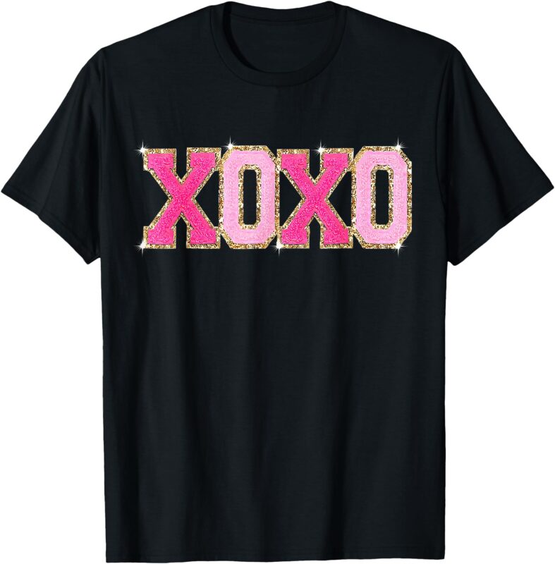 Chenille Patch Sparkling XOXO Valentines Day Heart Love Gift T-Shirt