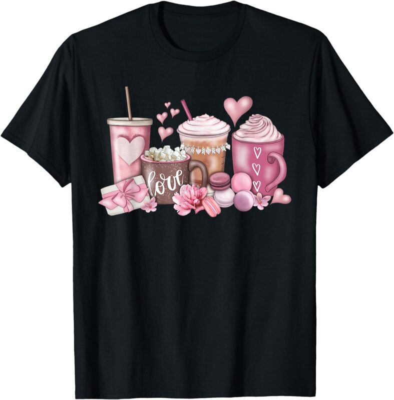 Coffee Valentine’s Day Lover Valentine Latte For Women Girls T-Shirt