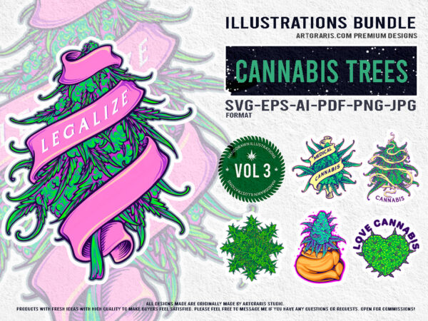 Artistic cannabis botany vibrant green illustrations t shirt vector Artistic cannabis botany vibrant green illustrations t shirt vector