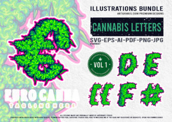 Artistic ganja typography and signage collection