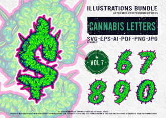 High numbers marijuana numerals illustration pack