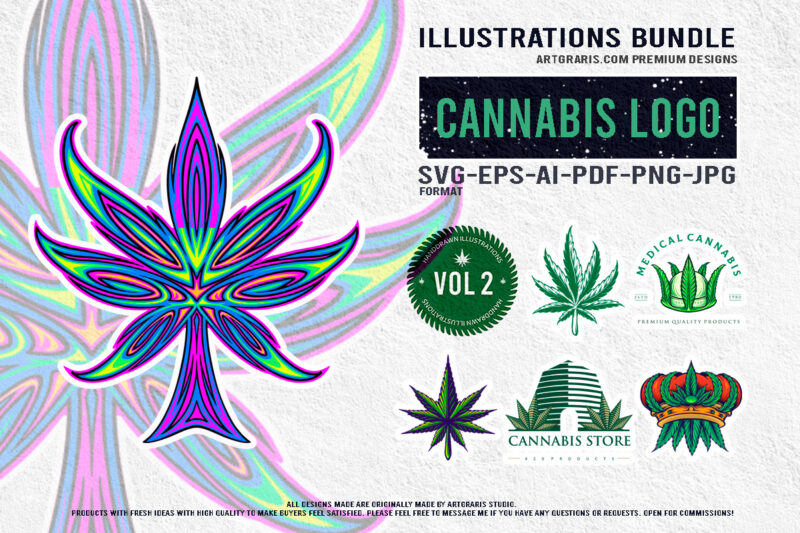 Cannabis Themed Logo Branding Illustrations