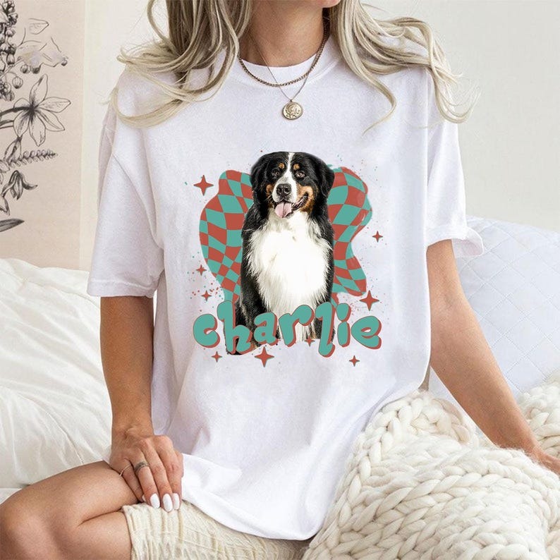 Custom Vintage Pet Unisex T-shirt From Pet Photo, Name Custom Dog Shirt, Personalized Pet Face And Pet Name Sweatshirt