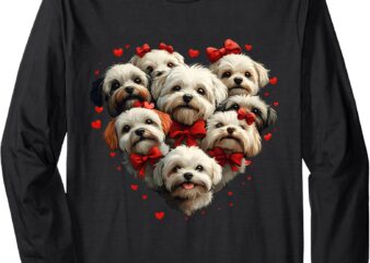 Cute Shih Tzu Dog Valentines Day Love Heart for Dog Lovers Long Sleeve T-Shirt