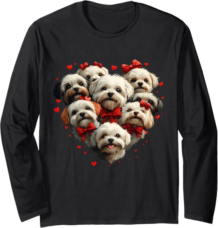 Cute Shih Tzu Dog Valentines Day Love Heart for Dog Lovers Long Sleeve T-Shirt