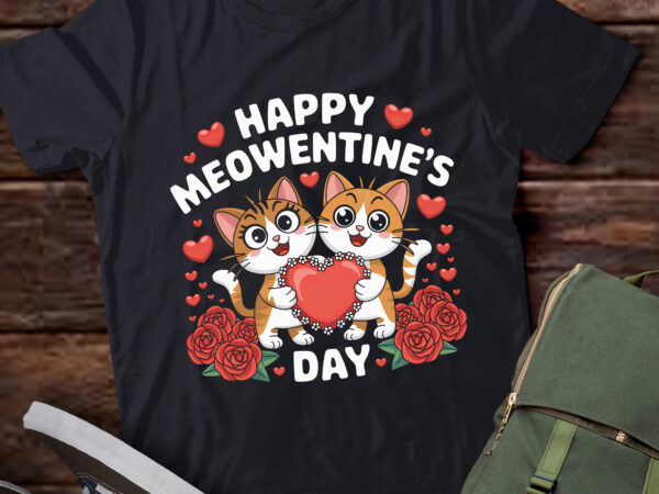 Da28-happy meowentine’s day roses cat lover valentine’s day t shirt vector illustration