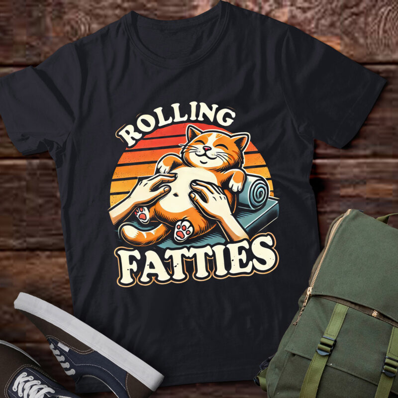 DA51-Cat Rolling Fatties Funny Cute Cat Lover Chill Pet
