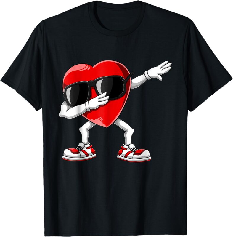 Dabbing Heart Funny Valentines Day Boys Girls Kids T-Shirt