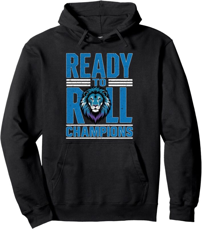 Detroit Ready To Roll Funny Blue Lion Pullover Hoodie