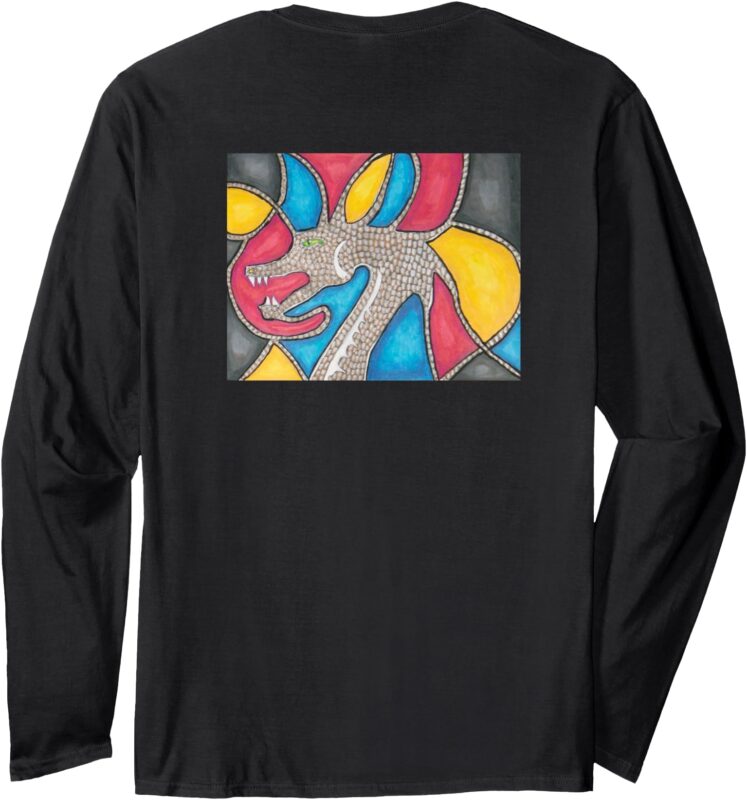 Dragon with Colorful Background Back Design Long Sleeve T-Shirt