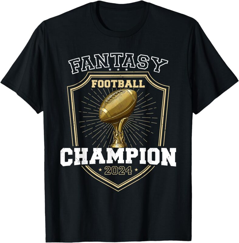 Fantasy Football Champion 2024 Shield Trophy Emblem T-Shirt