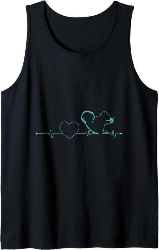 Forest Animal Lover Gift Idea Heartbeat Squirrel Tank Top