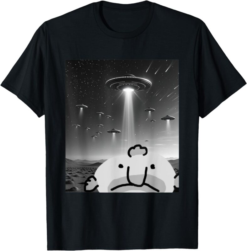 Funny Blobfish Selfie UFOs Ailen Retro Men Women Graphic Tee T-Shirt
