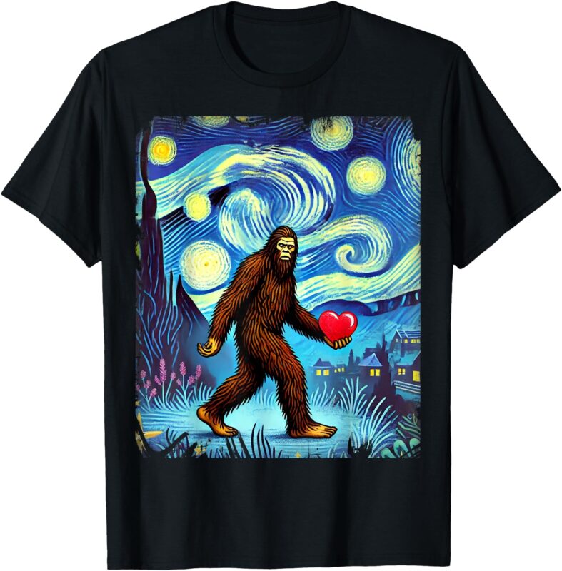 Funny Sasquatch Bigfoot Heart Valentines Day Boys Men Kids T-Shirt