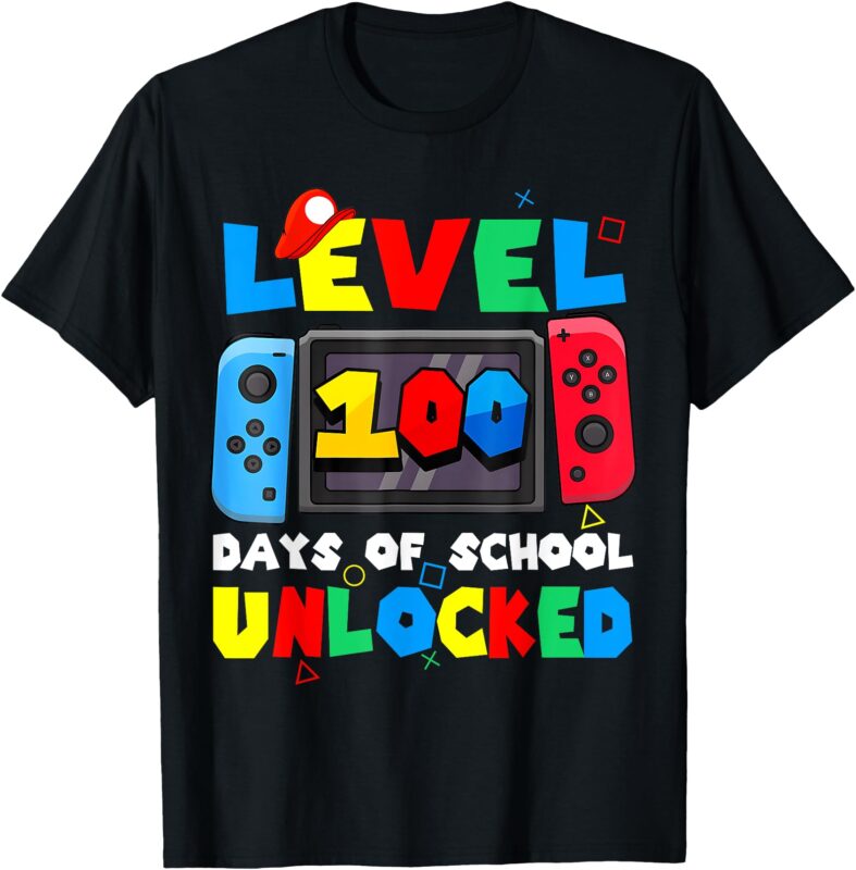 Game Controller Level 100 Days Of School Unlocked Boys T-Shirt