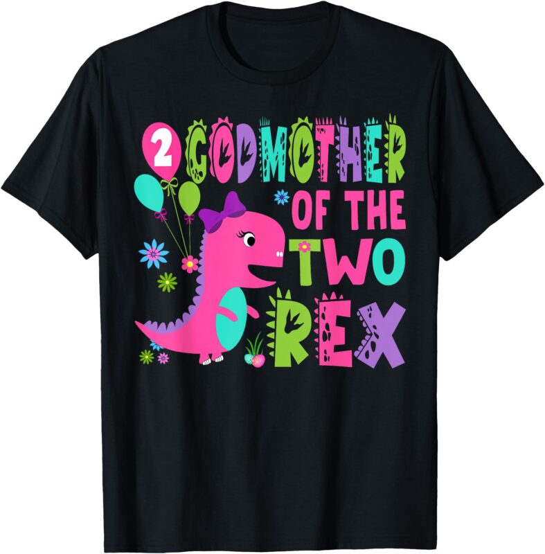 Godmother Of The Two Rex 2Nd Birthday Boy Dinosaur T-Rex T-Shirt