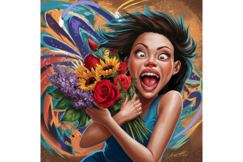 Colourful Groovy Smiling Women’s Background