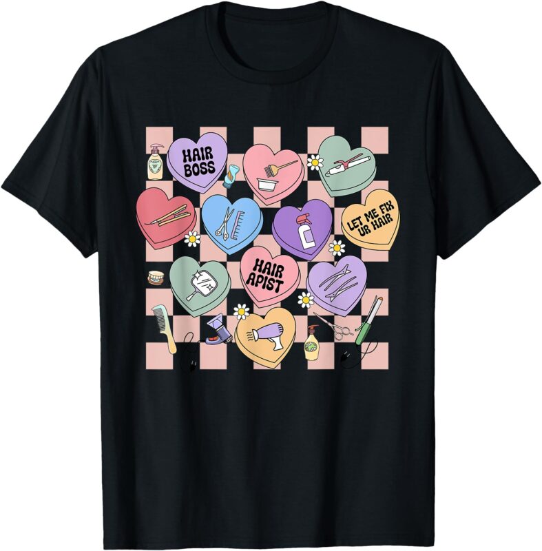 Hairstylist Valentines Day Beauty Hair Stylist Salon Hearts T-Shirt