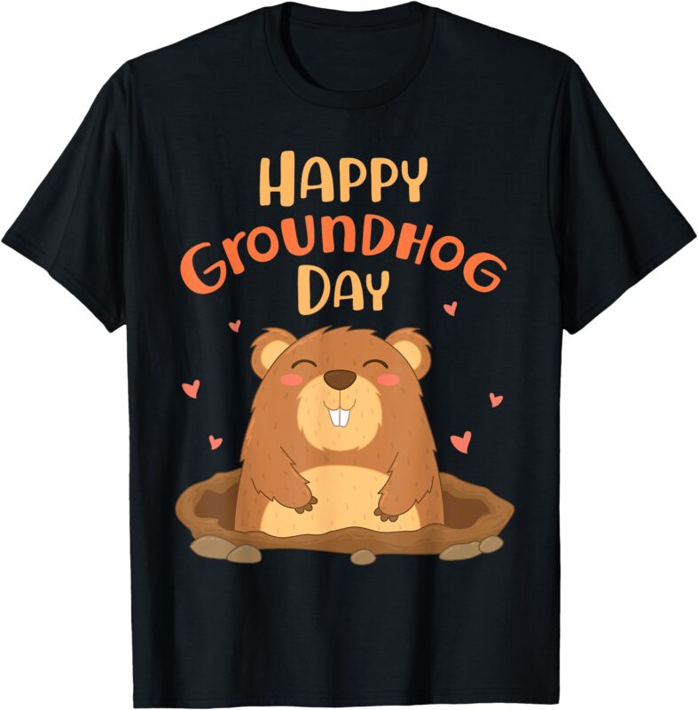 Happy Groundhog Day Funny Cute Ground Hog Animal Lovers Kids T-Shirt