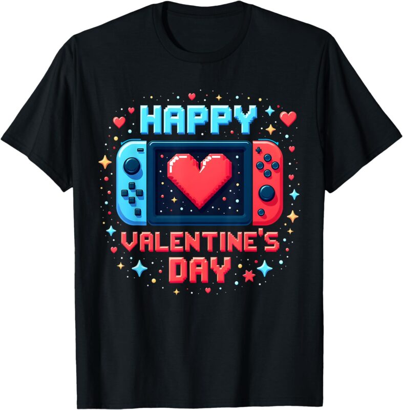 Happy Valentines Day Video Games Heart Boys Kids Men Gamer T-Shirt