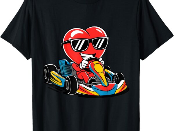 Heart racing go-kart heart valentines day boys girls funny t-shirt
