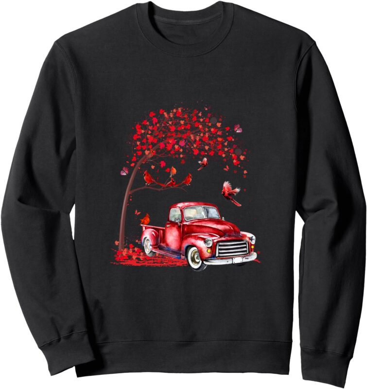 Heartwarming Cardinal With Vintage Red Truck Under Tree Sweatshirt