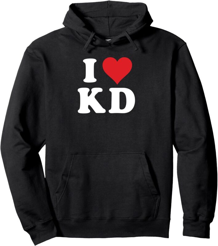 I Love KD Initials I Heart K.D. First Last Name K D Pullover Hoodie