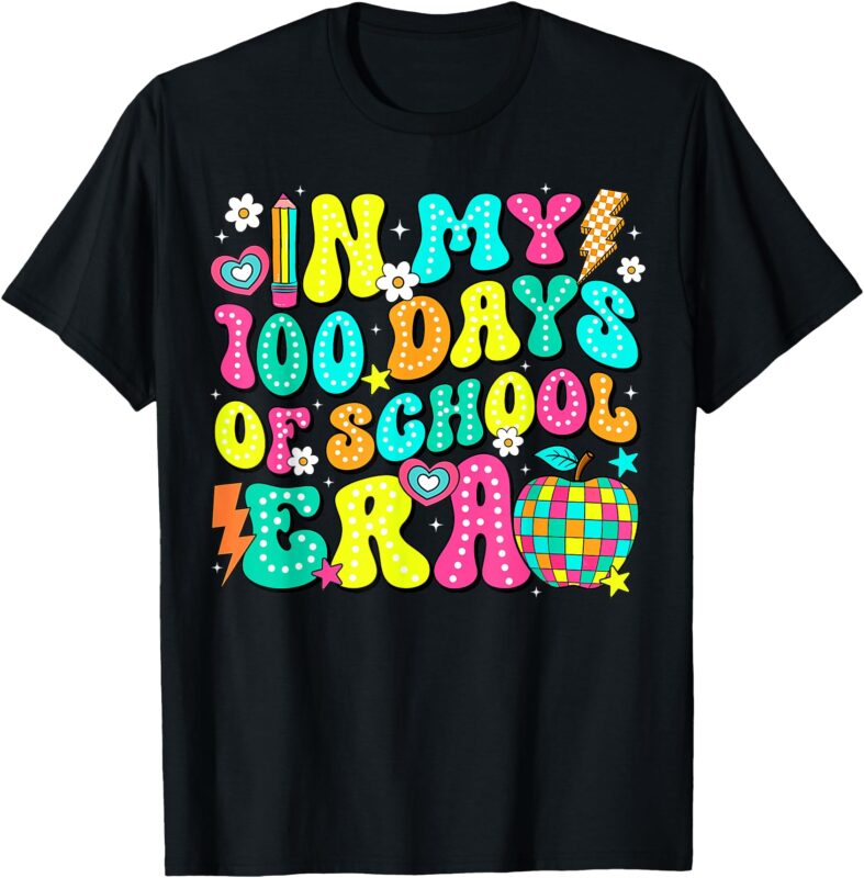 In My 100 Days Of School Era 100th Day Of School Groovy Kids T-Shirt