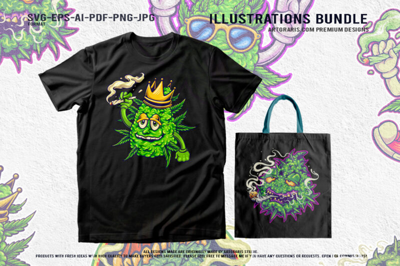 High Spirits Whimsical Weed Art Bundle Illustrations