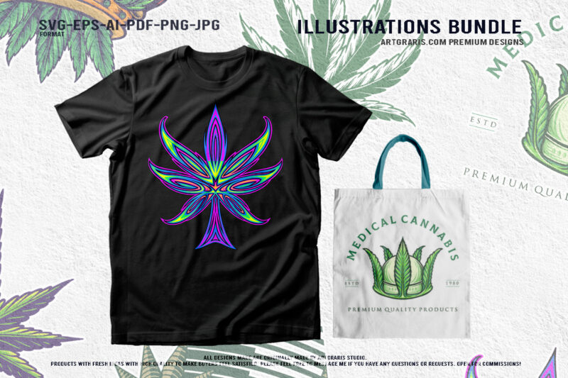 Cannabis Themed Logo Branding Illustrations