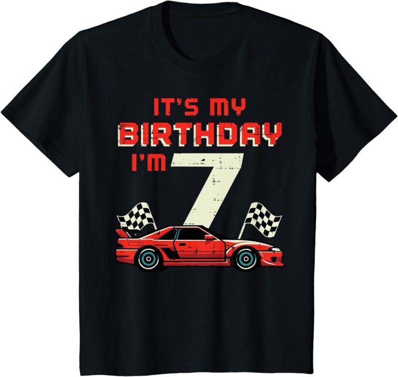Kids Its My Birthday Im 7 Race Car 7th Bday Seven Year Old Boys T-Shirt
