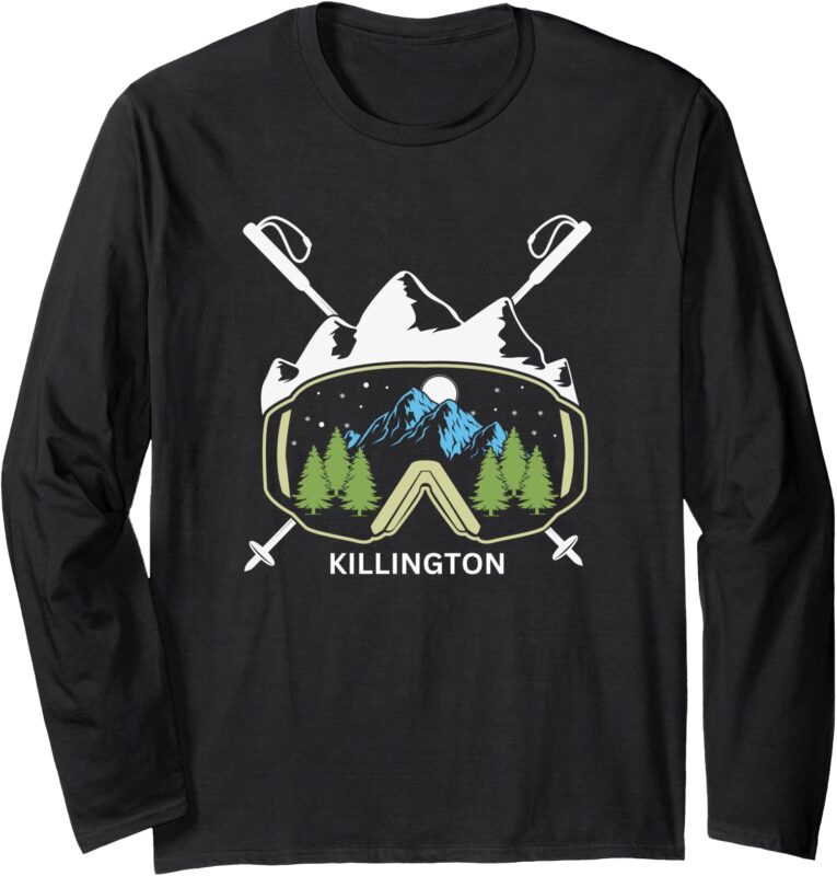Killington Vermont Ski Goggles Skiing Mountain Design Long Sleeve T-Shirt