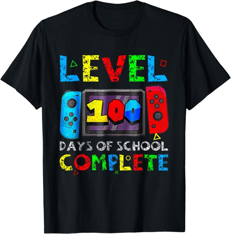 Level 100 Days Of School Complete Gamer Video Games Boys T-Shirt