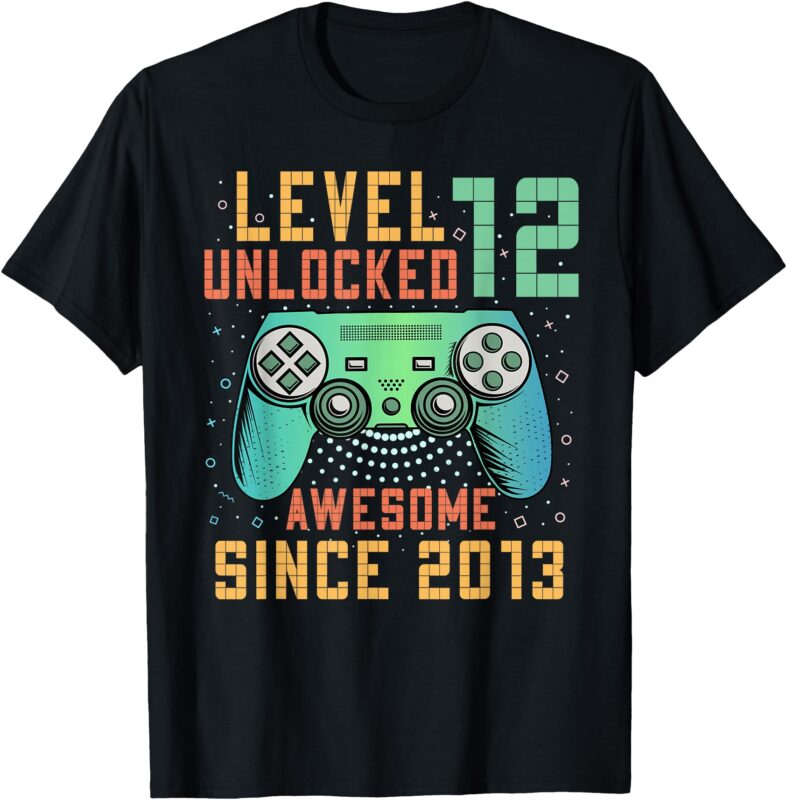 Level 12 Unlocked 12th Birthday 12 Year Old Boy Gifts Gaming T-Shirt