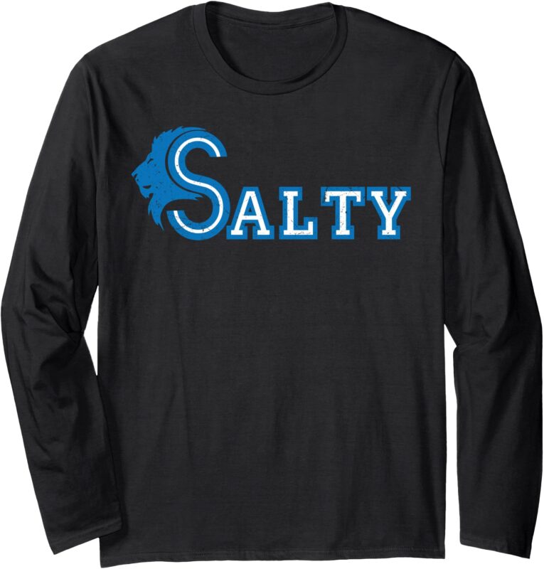 Lion Salty Cool Lion With Blue Eyes Artwork Men Women Kids Long Sleeve T-Shirt