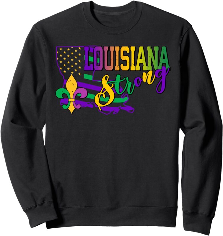 Louisiana Strong Mardi Gras Carnival Party FleurdeLis Sweatshirt