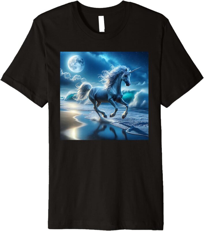 Magical Unicorn under Full Moon Premium T-Shirt