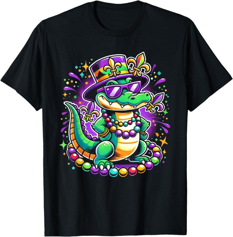 Mardigator Mardi Gras Alligator Men Women Mardi Gras Men T-Shirt