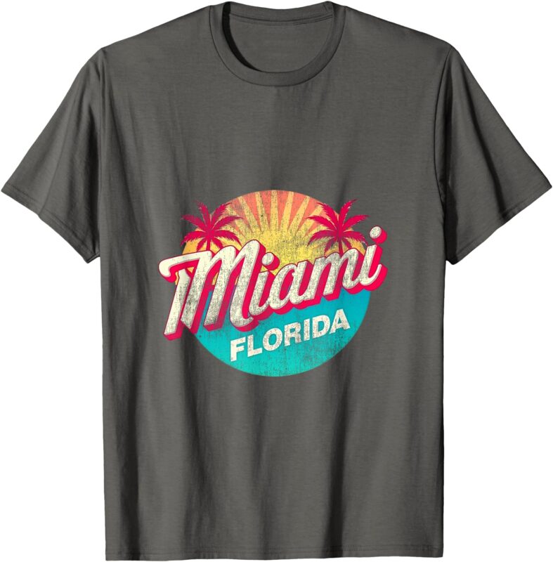 Miami Florida Retro Vintage Weathered Throwback T-Shirt